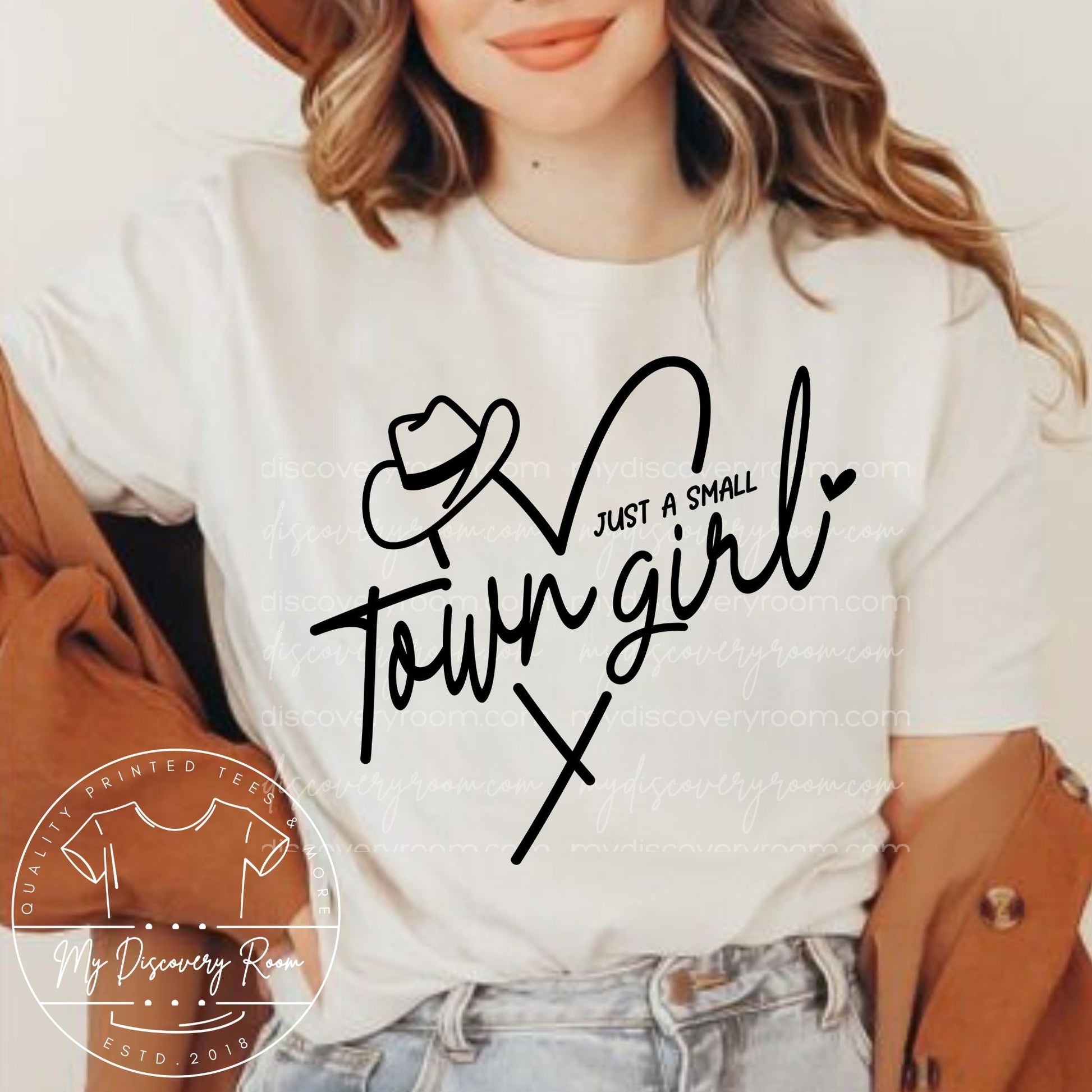Western Just A Small Town Girl With Heart Graphic Tee - MyDiscoveryRoom