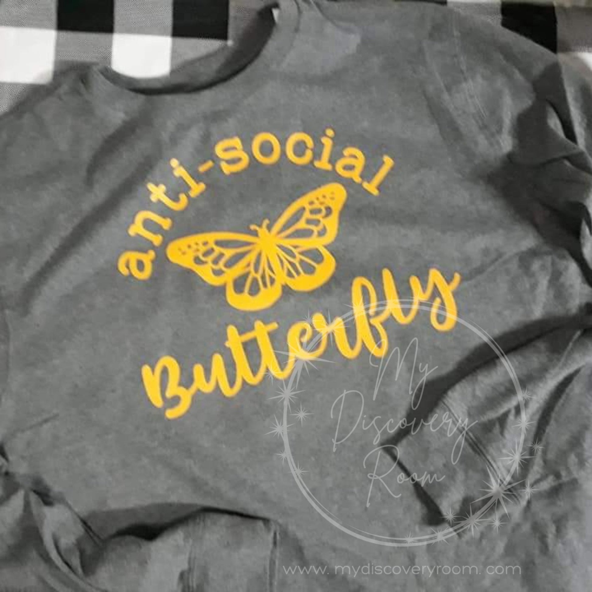 Anti - Social Butterfly Yellow Ink Graphic Tee - MyDiscoveryRoom