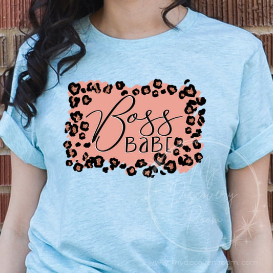 Boss Babe w/ Leopard Frame Graphic Tee - MyDiscoveryRoom
