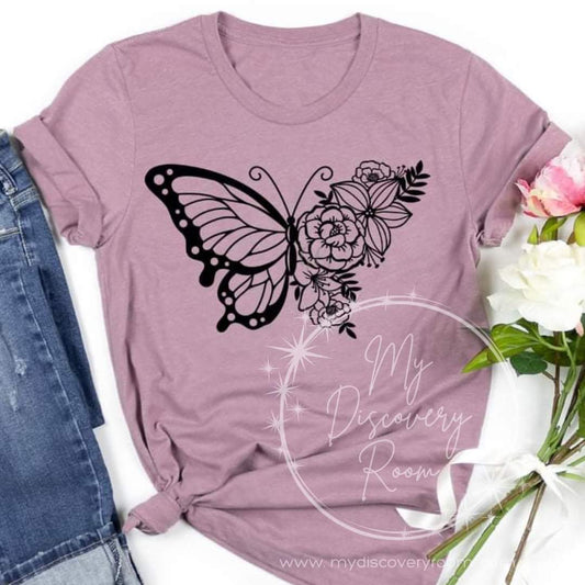 Butterfly w/Flowers Graphic Tee - MyDiscoveryRoom