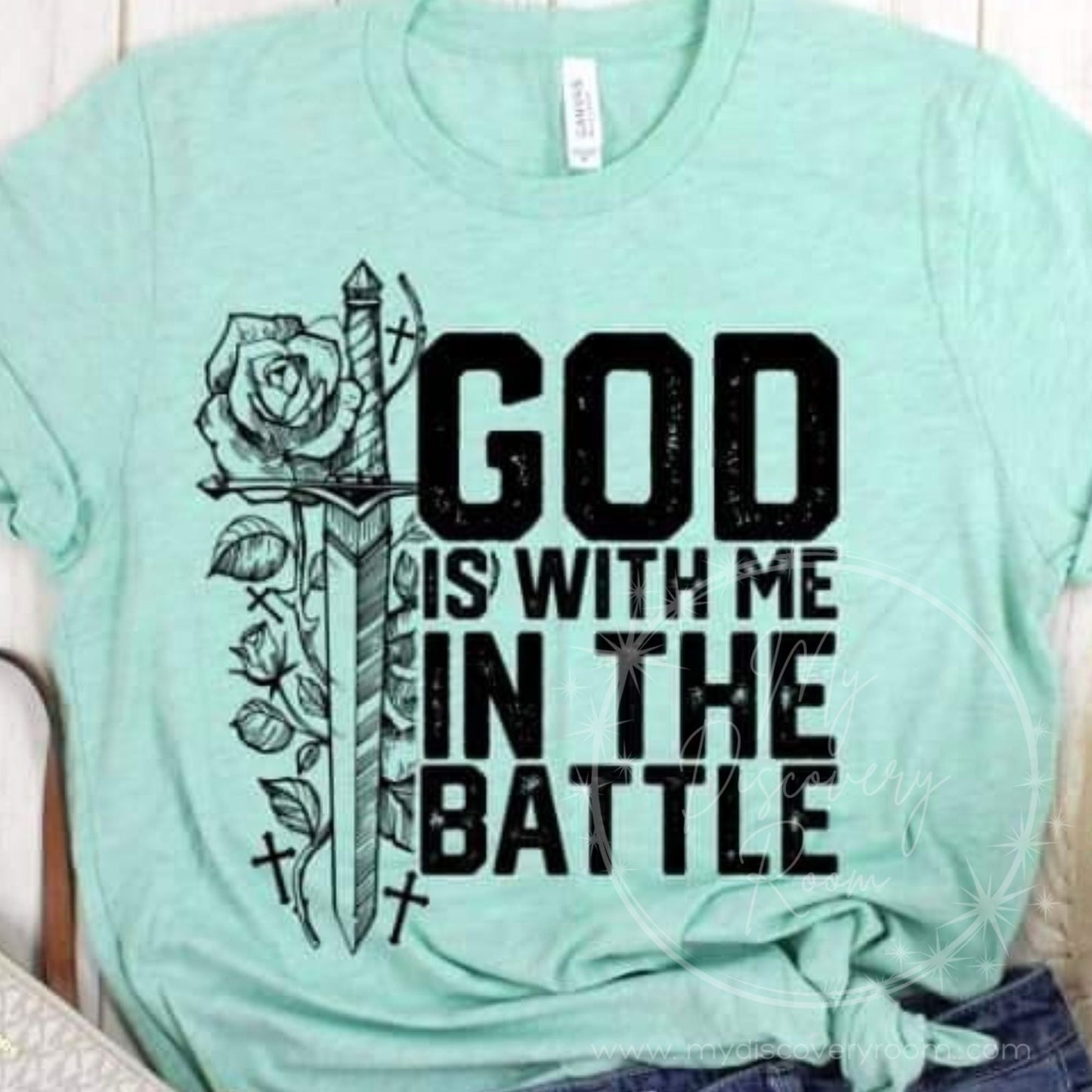 God Is With Me In The Battle Graphic Tee - MyDiscoveryRoom