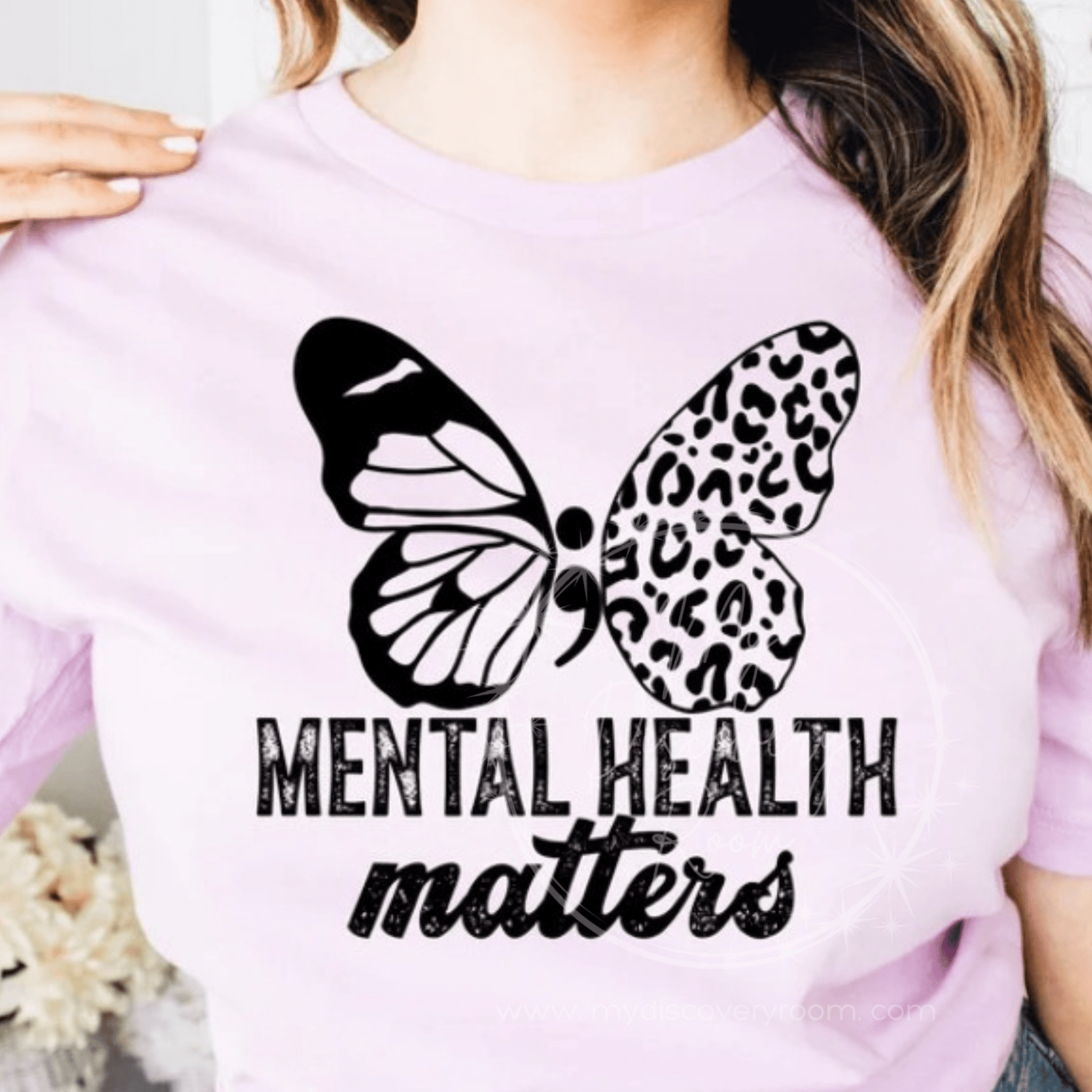 Mental Health Matters w/ Butterfly & Semi Colon Graphic Tee - MyDiscoveryRoom