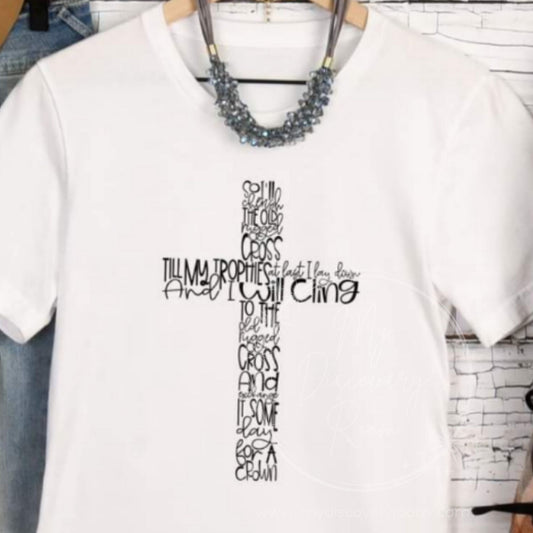 Old Rugged Cross Lyrics Cross Graphic Tee - MyDiscoveryRoom