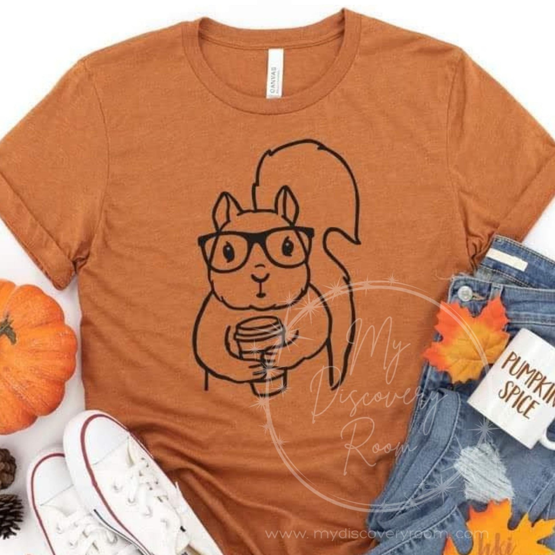 Squirrel With Coffee Graphic Tee - MyDiscoveryRoom