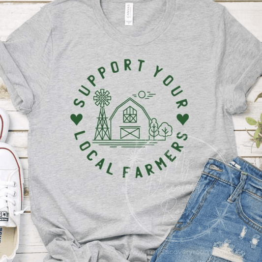 Support Local Farmers Green Ink Graphic Tee - MyDiscoveryRoom