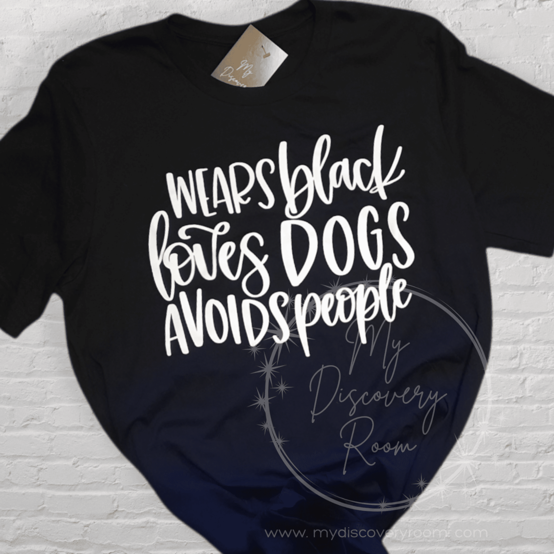 Wears Black, Loves Dogs, Avoids People Graphic Tee - MyDiscoveryRoom